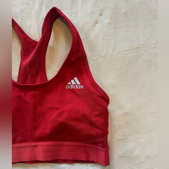adidas Red Racerback Performance Sports Bra - Picture 2 of 4